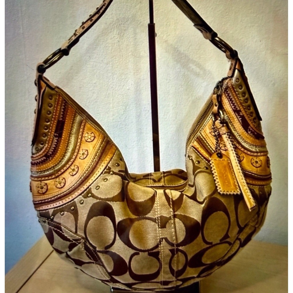 Coach Mia SoHo‎ Large Hobo Patchwork Leather Canvas 2006 EUC